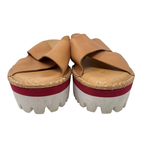 Chocolat Blu Tan and White Platform Sandals